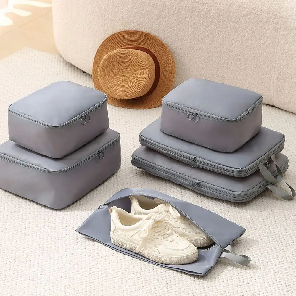 6Pcs/Set Large Capacity Luggage Compression Bag Dampproof Space-Saving Travel Organizer Bags Washable Folding Packing Cubes Set