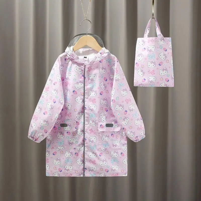

Sanrio Kuromi Raincoat Cute Children New Style Waterproof Wear Hot Sale Cartoon Girls Loose Outdoor Kawaii Academy Daily Travel