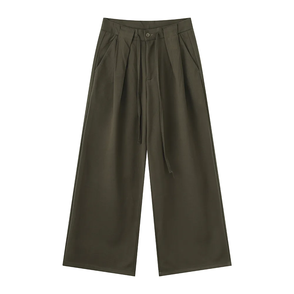 

Summer Fashion Men's Solid Color Wide Leg Casual Drapey Loose Fit Breathable Comfort Commute Versatile Daily Wear Slim Fit Pants