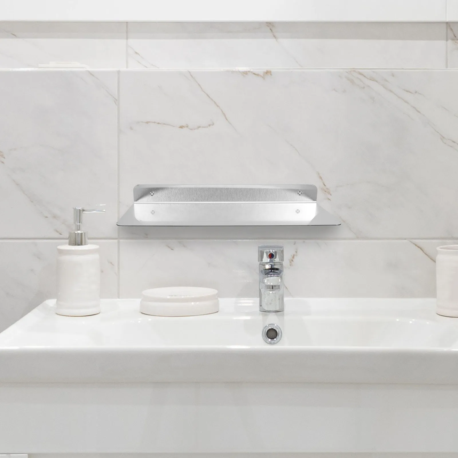 

Stainless Steel Floating Wall Mounted Storage Shelf Heavy Duty Space Saving Rack Kitchen Bathroom Display Ledge Photo Ledge