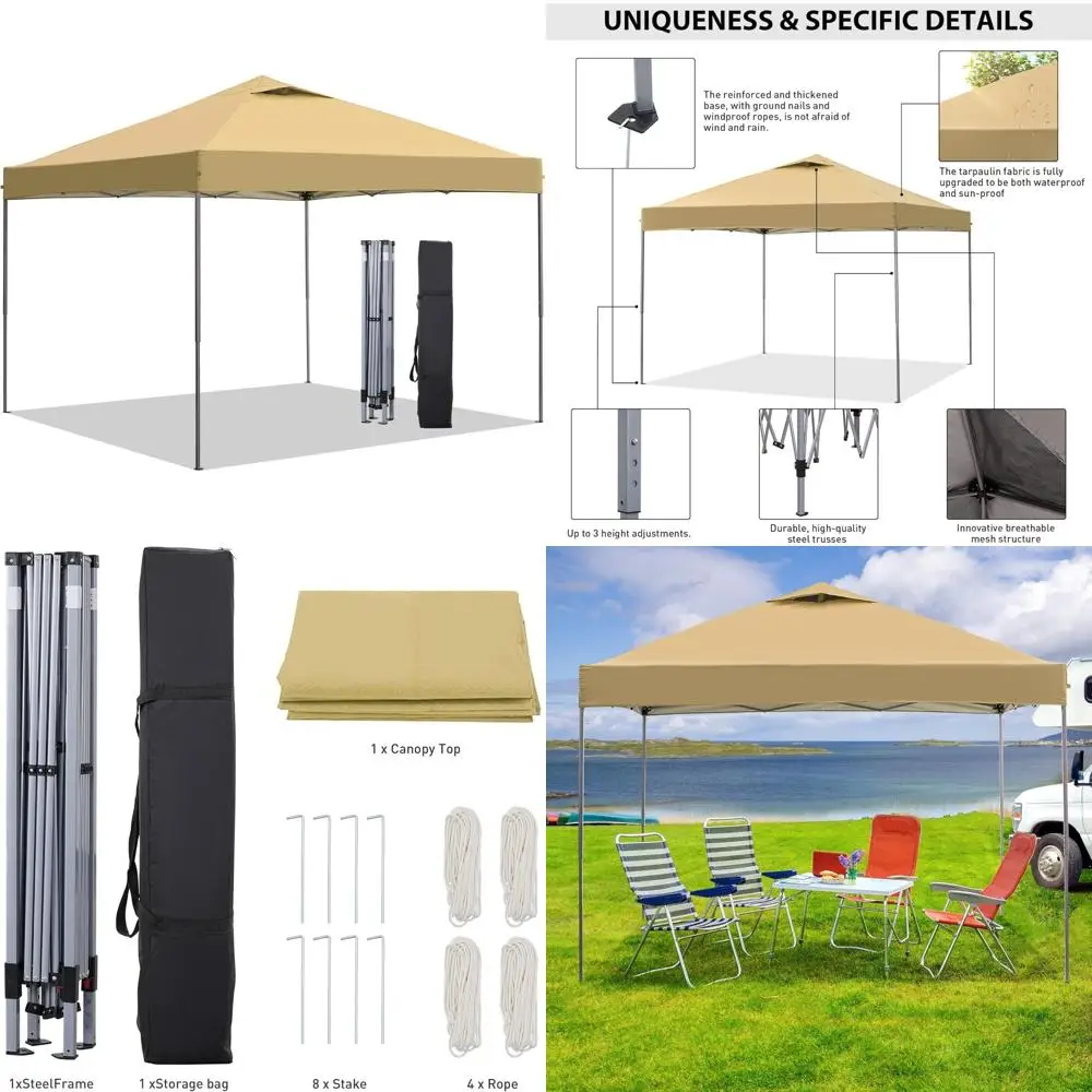 

Portable Outdoor Canopy Tent, 10x10 Instant Up Gazebo, Commercial Shelter for Patio and Outdoor Events