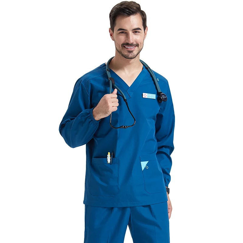 Uniforme medizinische Krankens ch wester Uniform Peeling Set Frauen und Männer moderne V-Ausschnitt Top und Hose Krankenhaus Arbeits kleidung Arzt Anzüge 2019-01