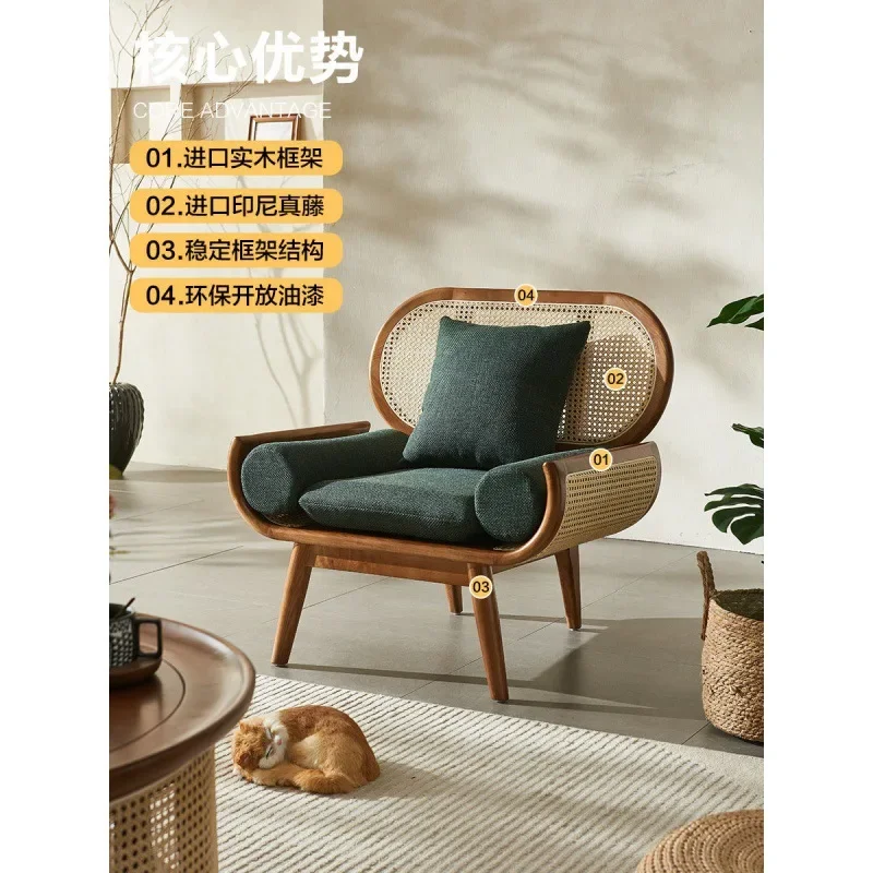 جميع أريكة الكرمة الحقيقية المصنوعة من الخشب الصلب لشخصين، شقة صغيرة بسيطة وحديثة لغرفة المعيشة، كرسي أريكة للترفيه #4