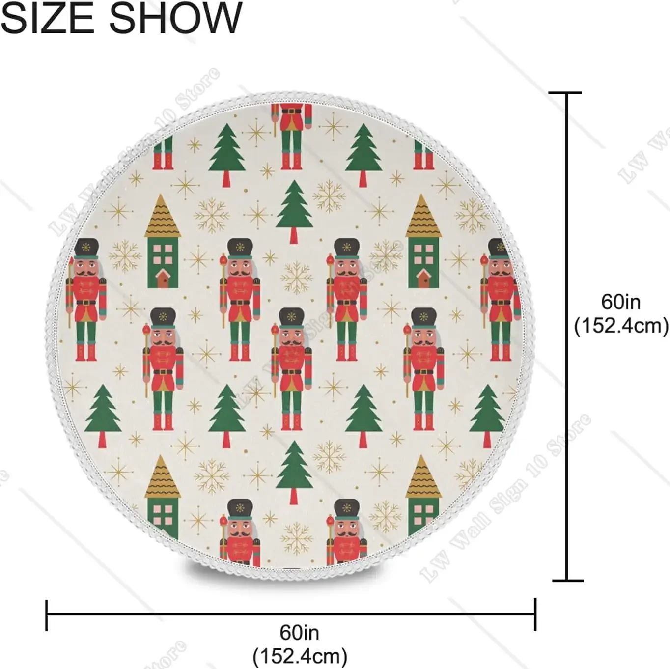 Christmas Nutcracker 60 Inch Round Tablecloth Winter Snowflake Circular Table Cloths Cover Lace Tablecloth for Kitchen Dinning