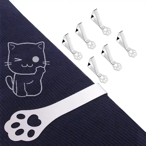 6pcs Tablecloth Clips Cat Claw Picnic Table Cloth Holder Clip  Stainless Steel Decorative Cover Clamp Pin for Home Party Camping