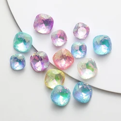 8mm Cushion Glass Rhinestones Glue On Nails Gem Beads Pointback Strass Jewelry Making Accessories Glass Beads Rhinestones