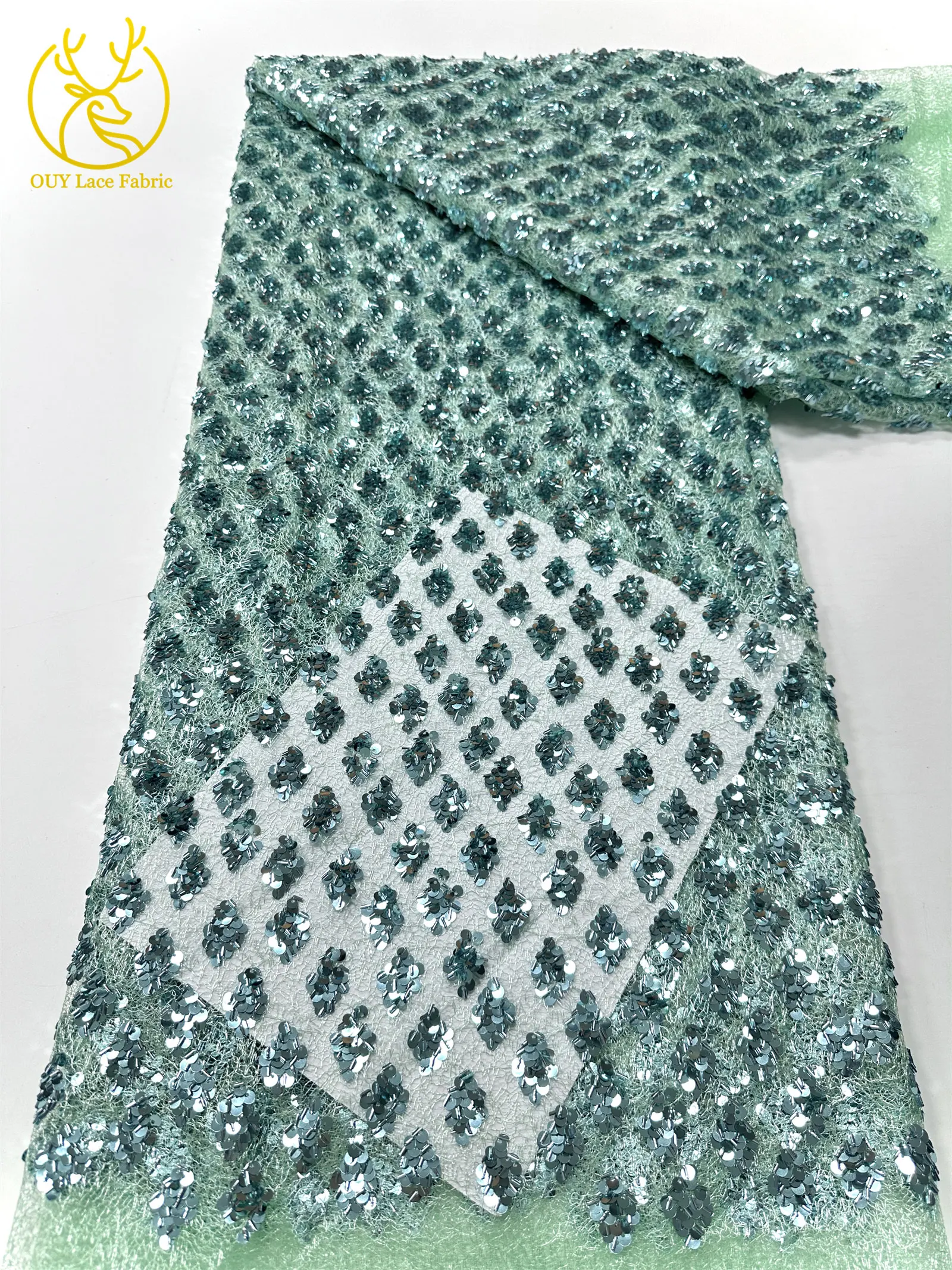 Neuester eleganter französischer Pailletten-Spitzenstoff 2026 Afrikanischer nigerianischer Spitzenstoff, geeignet für Damen-Partykleider und Hochzeitskleider – Detail 22