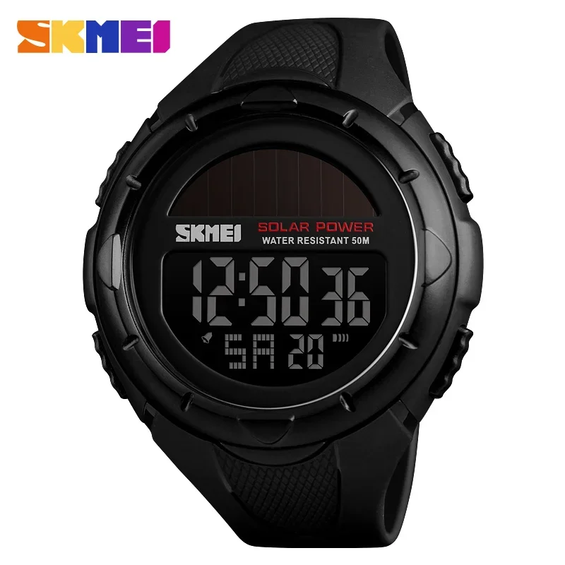 SKMEI Digital Sports Watch for Men Solar Waterproof Electronic Mens Wristwatches Countdown Alarm Clock 1025 Reloj Hombre 1405