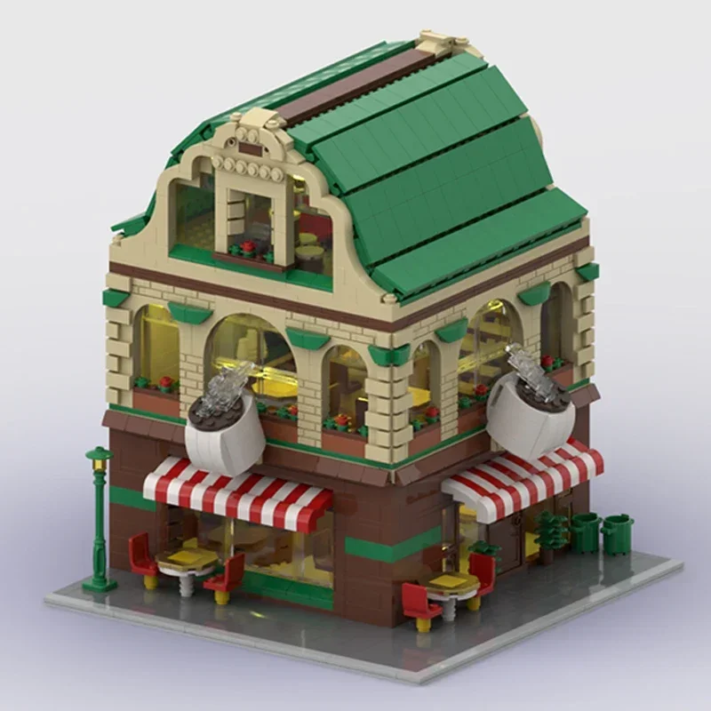 Moc Building Bricks City Street View Model Coffee Shop Technology Modular Blocks Gifts Toys For Children DIY Sets Assembly