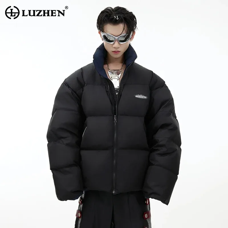 LUZHEN Winter Thick Down Jackets Short Stand Up Collar Double-sided Multifunctional Wearing Clothing Male Casual Coats LZ7192