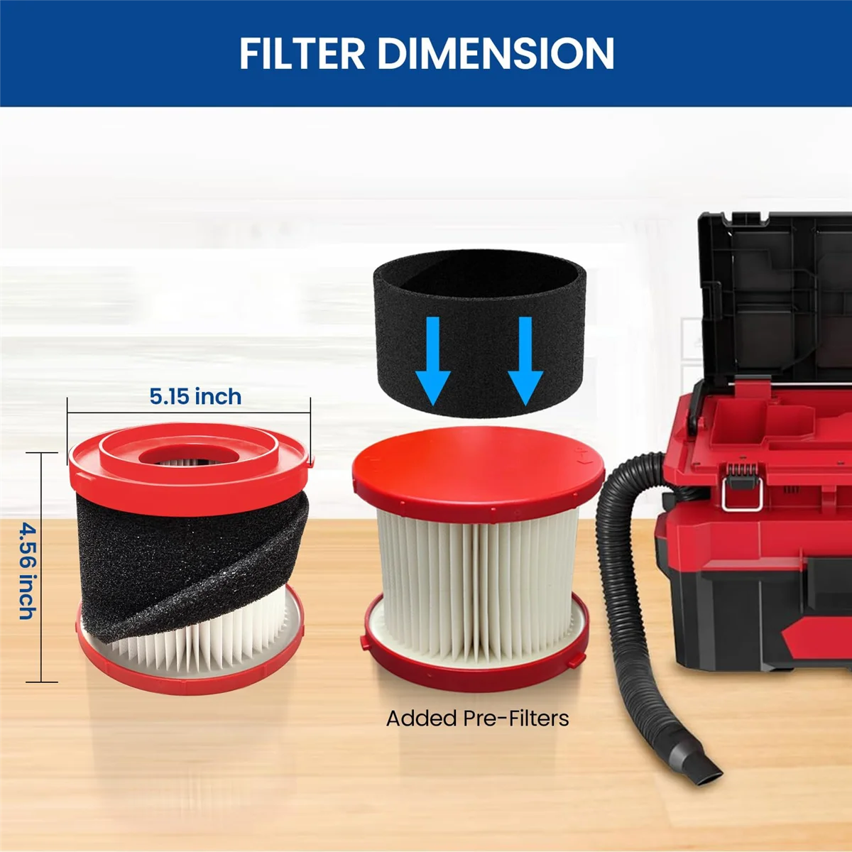 

2-пак. HEPA-фильтр, совместимый с беспроводным пылесосом Milwaukee M18