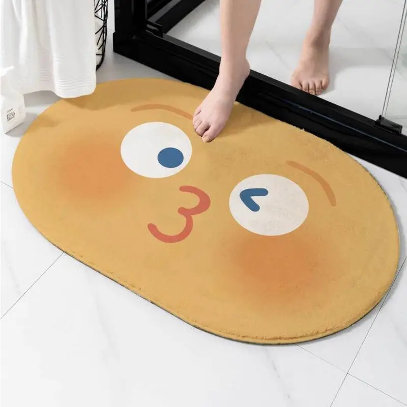 Cute Funny Bathroom Diatom Mud Floor Mat Bathroom Carpet Entry Door Mat Toilet Door Bathroom Water-absorbent Non-slip Foot Mat