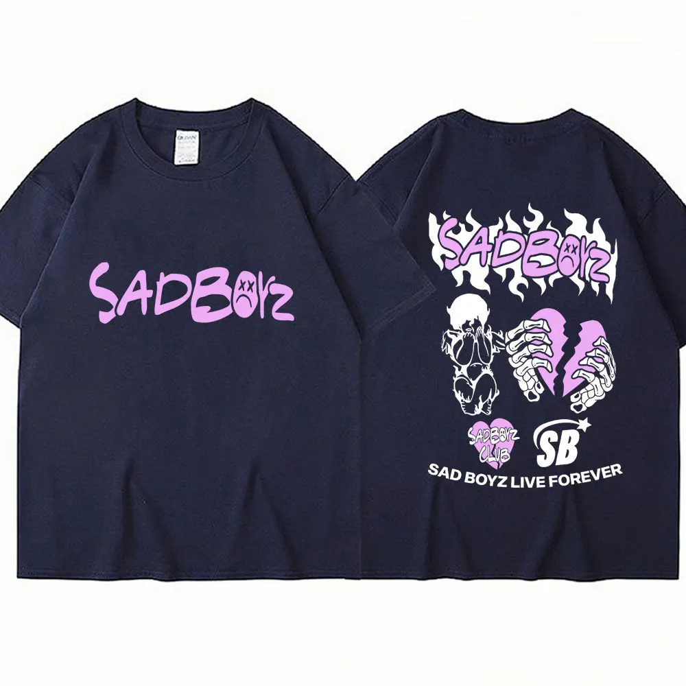 Singer Junior H Sad Boyz Graphic T Shirt World Tour Merch Men's Punk Harajuku T-shirts Oversized 100% Cotton Hip Hop Tees Unisex image 3