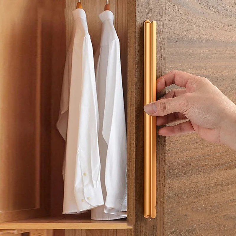 Simple Cabinet Door Pulls Wardrobe Drawer White Black Gold Solid Aluminum Alloy Handles for Furniture Hardware 1PC