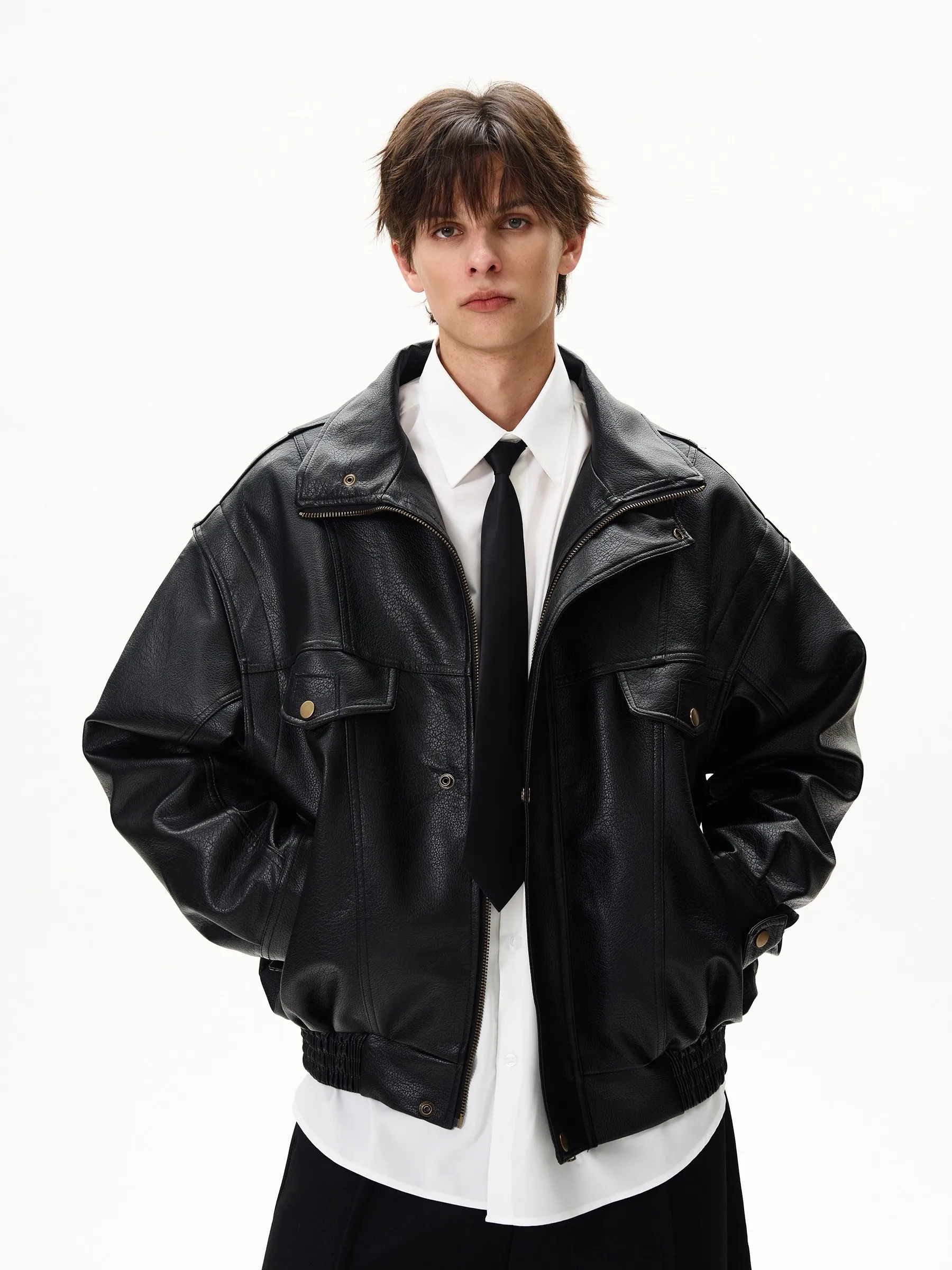 Mauroicardi Autumn Winter Cool Short Black Hard Thickened Warm Pu Leather Jacket Men Luxury American Retro Unisex Zip Up Clothes