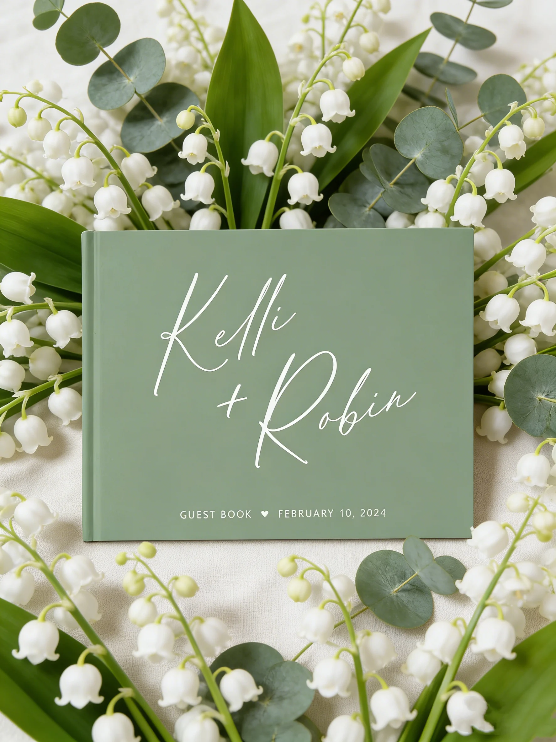 

Classic Sage White Wedding Guest Book, Premium Memory Keepsake Album with Various Color Options