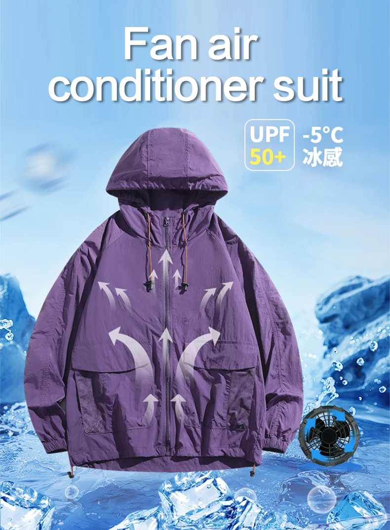 Intelligenter Anti-Hitze- und Kühlungsanzug mit großer Windkraft und Ventilator für Herren, Sonnenschutzkleidung für den Außenbereich – Detail 7