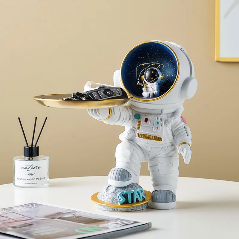 Astronaut Key Storage Decoration, Creative Entryway Organizer, Footwear Cabinet Decor, Modern Money Shelves Solution