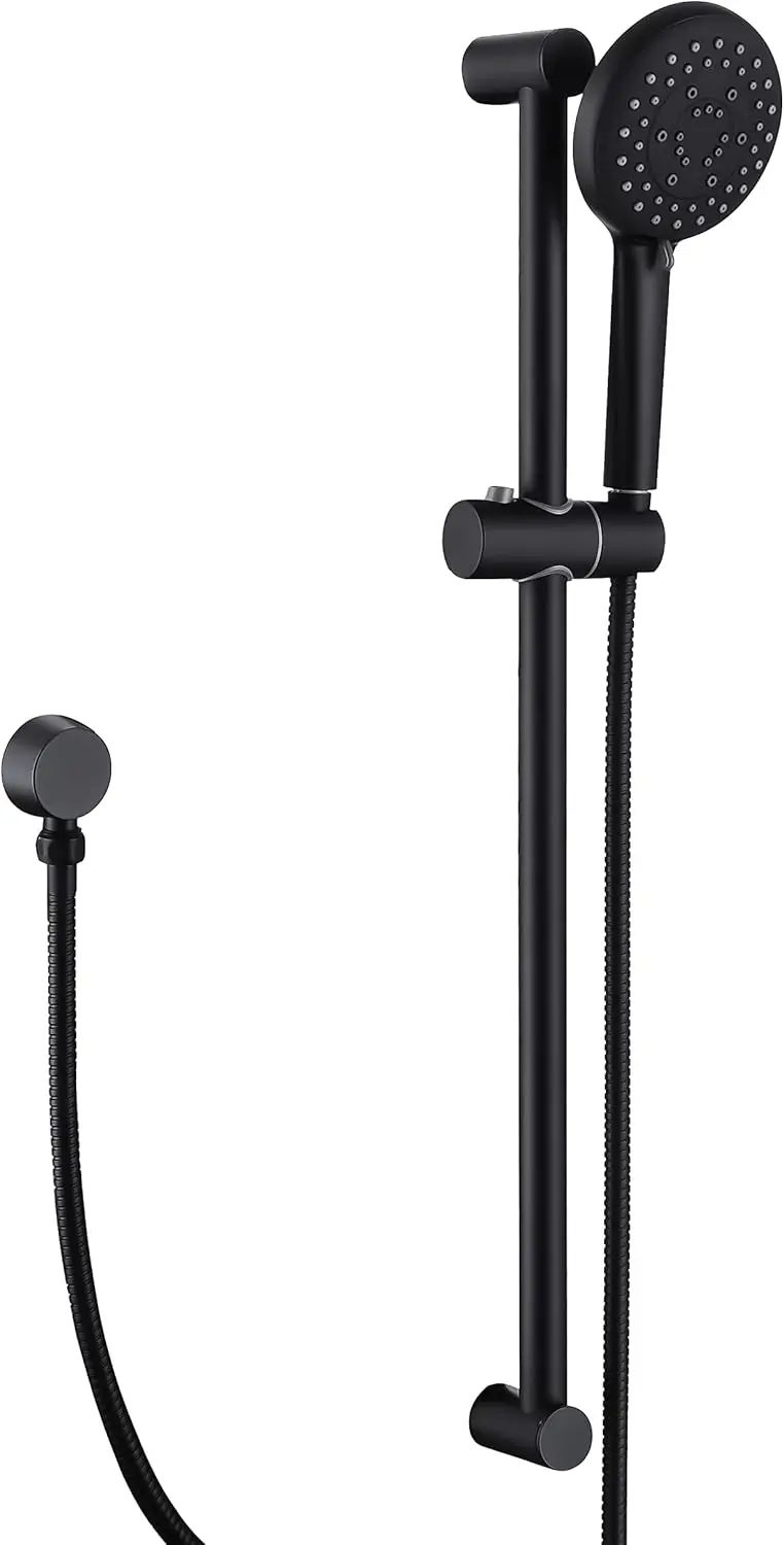 

5-Spray Handheld Shower Head Set with 28.35-Inch Slide Bar Stainless Steel, Matte Black Shower Slide Bar Combo with Hose, Adjust