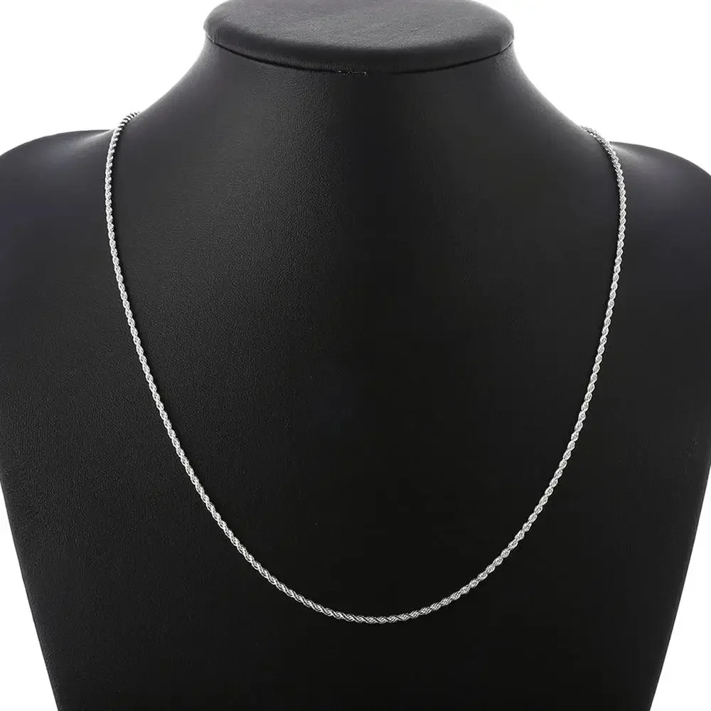 Hot 2MM Twisted Rope Chain 925 Sterling Silver Necklace for women Mens  Fashion luxury party wedding Jewelry Charm Holiday gifts