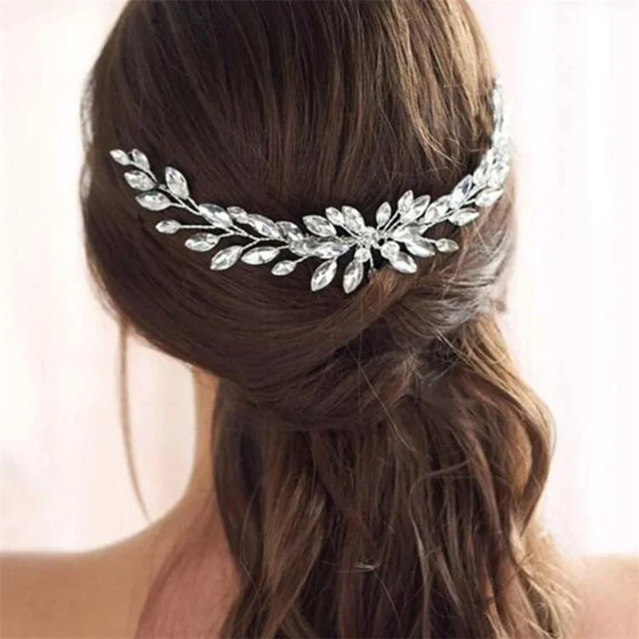 Wedding Pearl Leaf Crystal Hair Comb Hairpin Headband Tiara For Women Bride Queen Party Wedding Bridal Hair Accessories Jewelry
