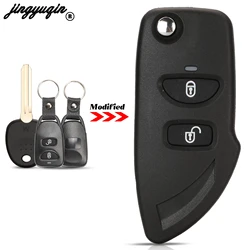 jingyuqin 2-przyciski zmodyfikowane dla Hyundai Santa Fe 2006-2012 Fit KIA Fob Smart Remote Car Key Shell Case z nieoszlifowanym prawym ostrzem