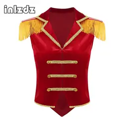 Womens Circus Ringmaster Costume Cosplay frangia nappa spalla velluto gilet Halloween Rave Party gioco di ruolo canotte