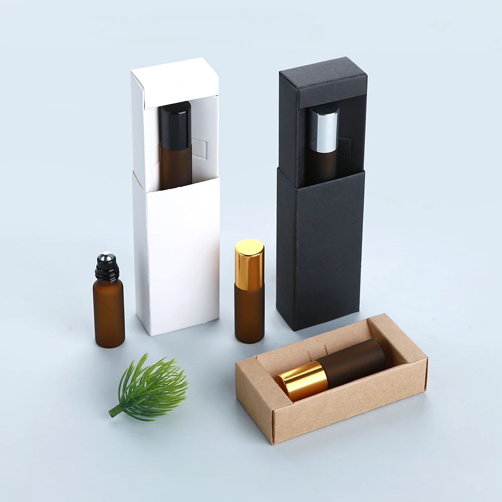 50/80個 5ml 絶妙なつや消しブラウンガラス香水ローラー、正確な用量、スムーズなローリング、ボックス付き旅行用詰め替えボトル