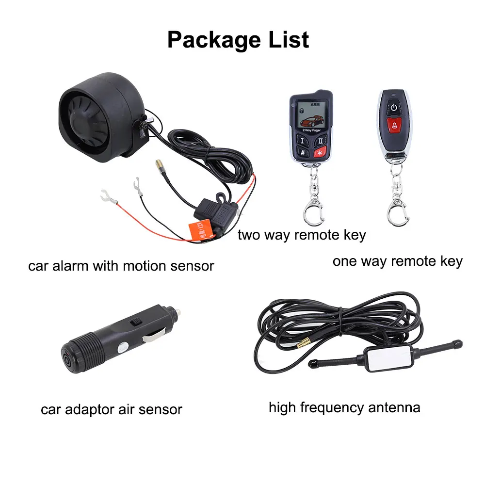 Car Alarm System 2-way LCD Wireless Air Sensor Vibration Alarm Door