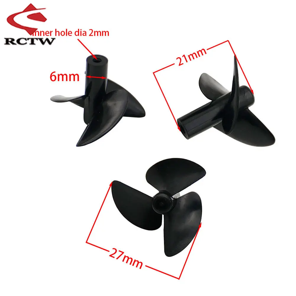 Hélice de 3 cuchillas con agujero interior de alta calidad, Motor de propulsor submarino para piezas de barco de cebo de pesca Rc, 2mm