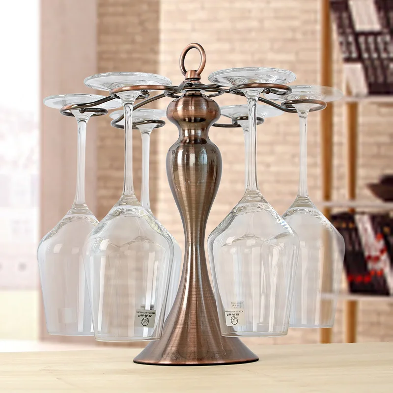 

Hanging Wine Glass Cup Rack Arts Decorative Upside Down Cup Goblets Display Holder Iron Stemware Stand