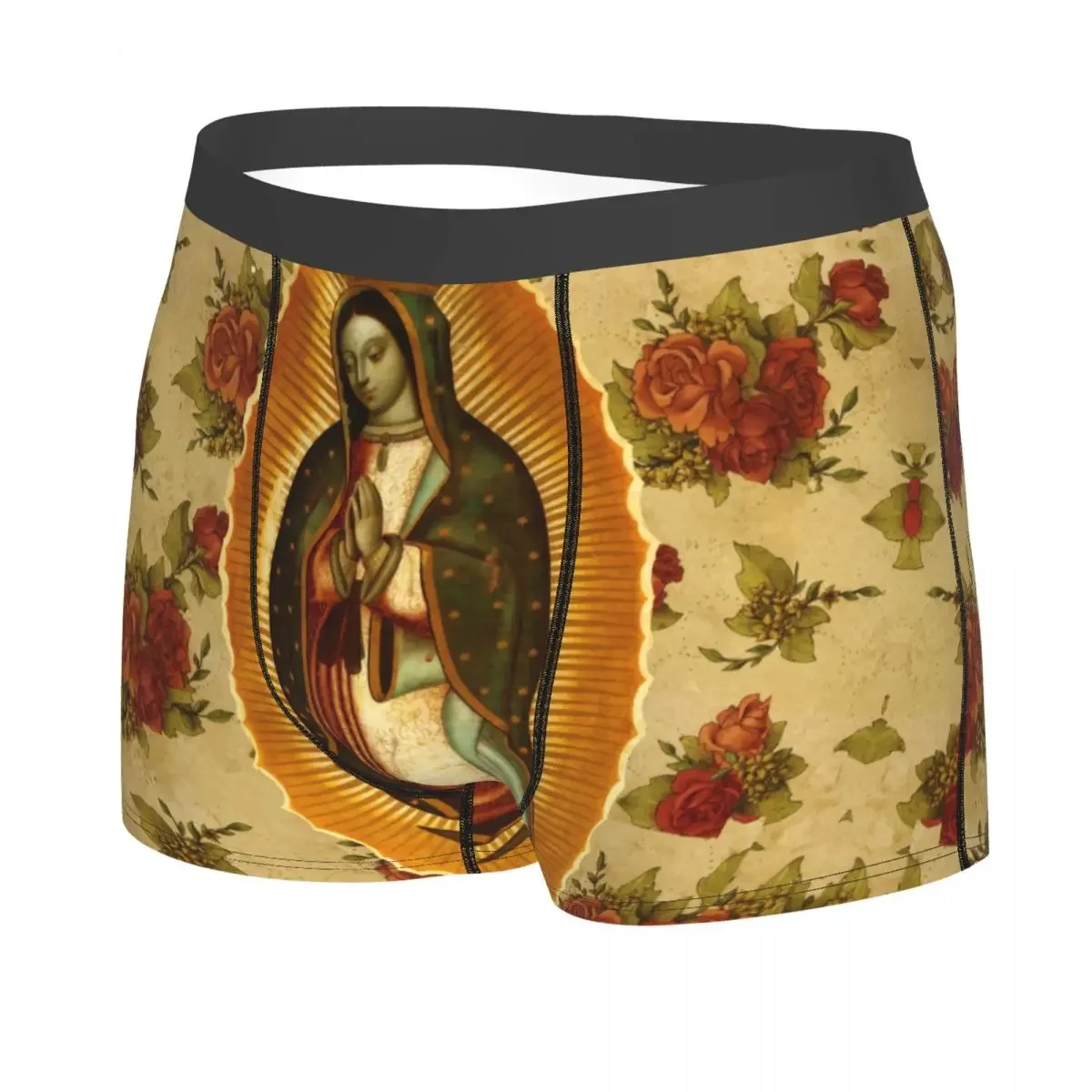 Mexican Virgin Mary Of Guadalupe Boxers Shorts Panties Men's Underpants Breathable Religious ChristianSaint Briefs Underwear