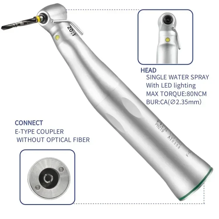 contra angulo 20:1 den tal low speed handpiece  with Button & Generator Electric Power Source Metal Steel Material