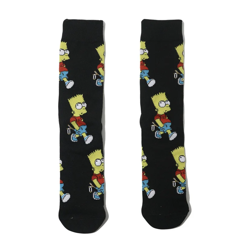 Chaussettes unisexes en coton The Simpsons Cartoon pour hommes et femmes, Harajuku, Skateboard, Anime Middle Tube, Personnalité, Tendance, Automne