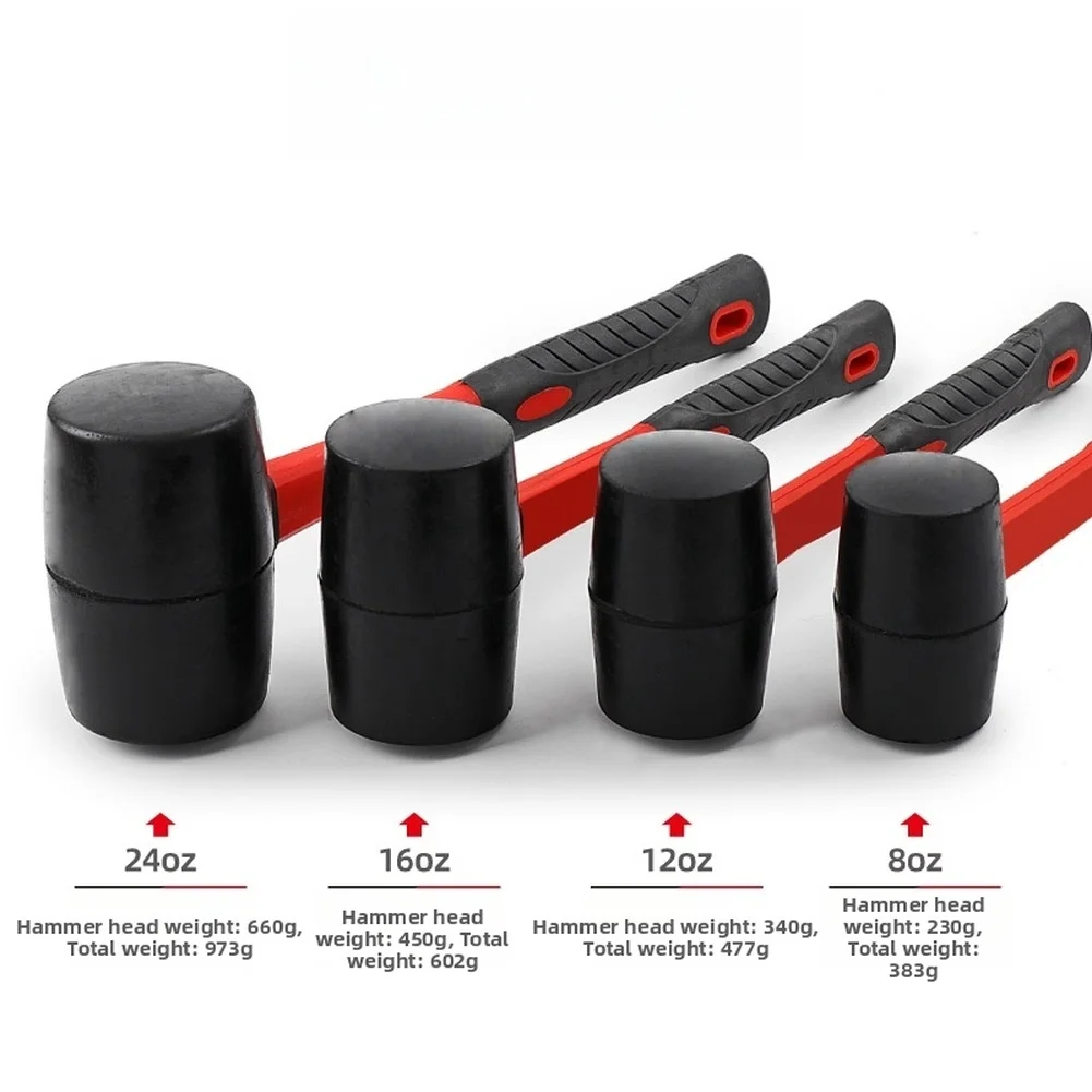 Rubber Mallet Hammer for Flooring Contractors and Tile Installers Requiring Consistent Non-Damaging and Handle Strength