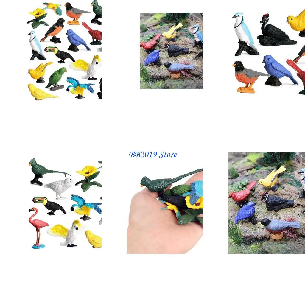 Q0KB Trick Plastic Made Realistic Bird Figurines Toy Gift Cake Toppers