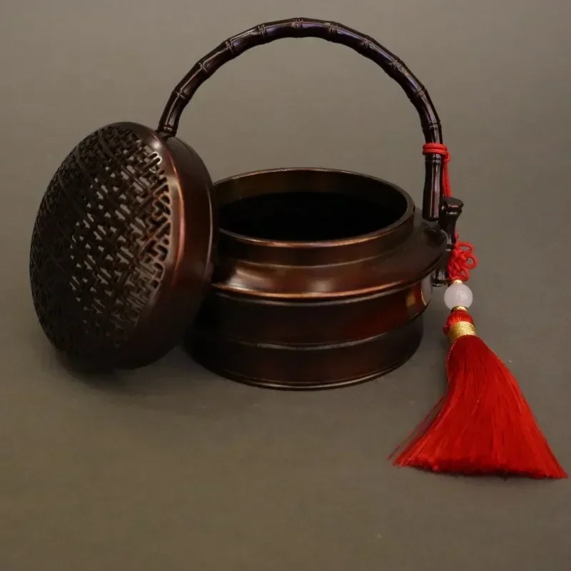 

Handmade Metal Crafts Brass Censer with Bamboo Handle Fengshui Home Decor
