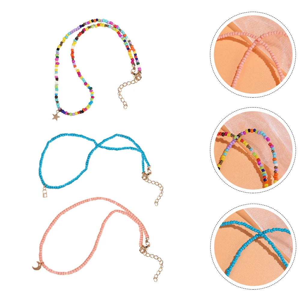 

3 Pcs Necklace Choker for Women Decorative Necklaces Jewelries Fashion Bead Children Plastic Beaded Beads Decors Exquisite