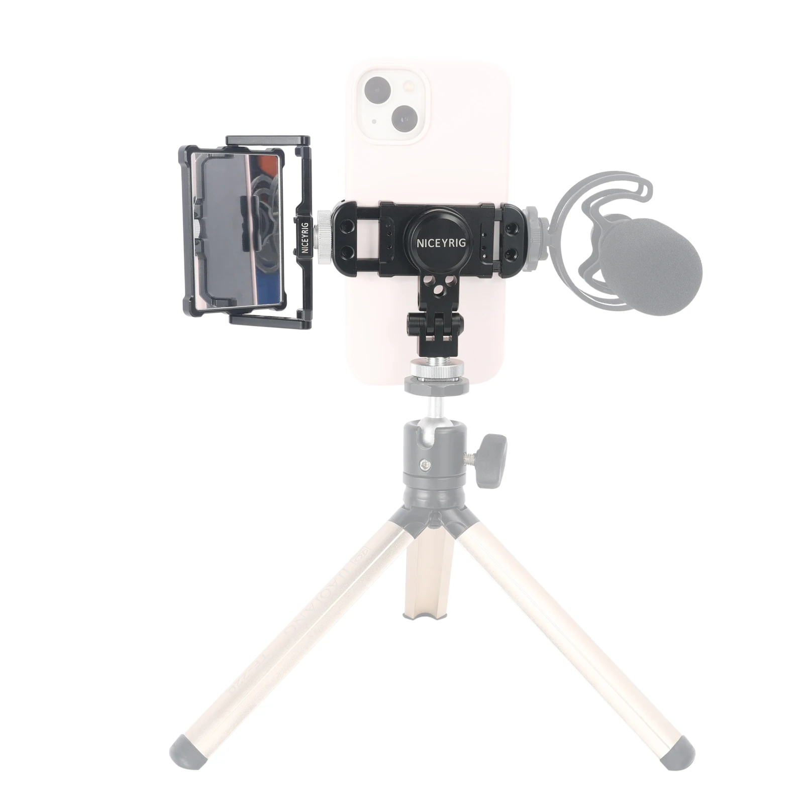 Niceyrig Vlogging Live Streaming Selfie Kit with Flip Monitor Mirror & Smart Phone Tripod Mount Holder Clamp