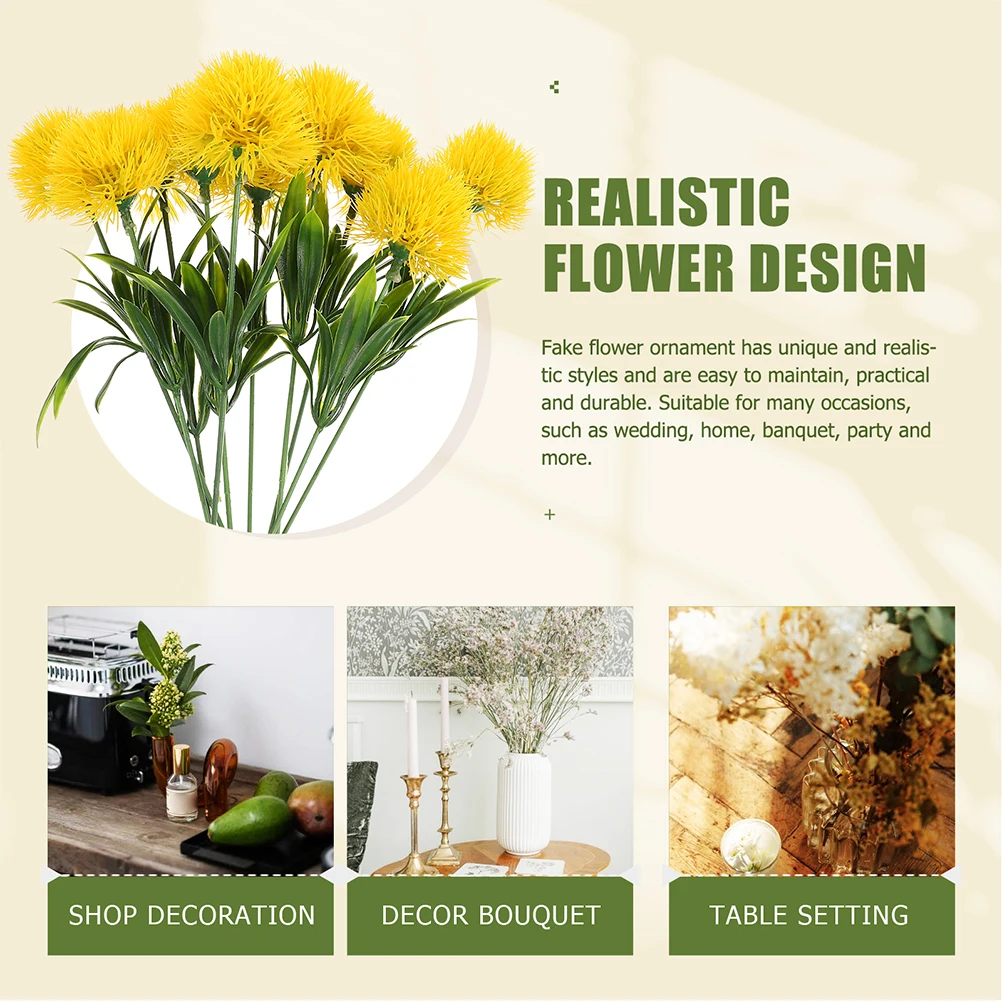 

15pcs Artificial Dandelion Flowers Realistic Plastic Home Office Wedding Party Decoration Yellow Lifelike Simulation Faux