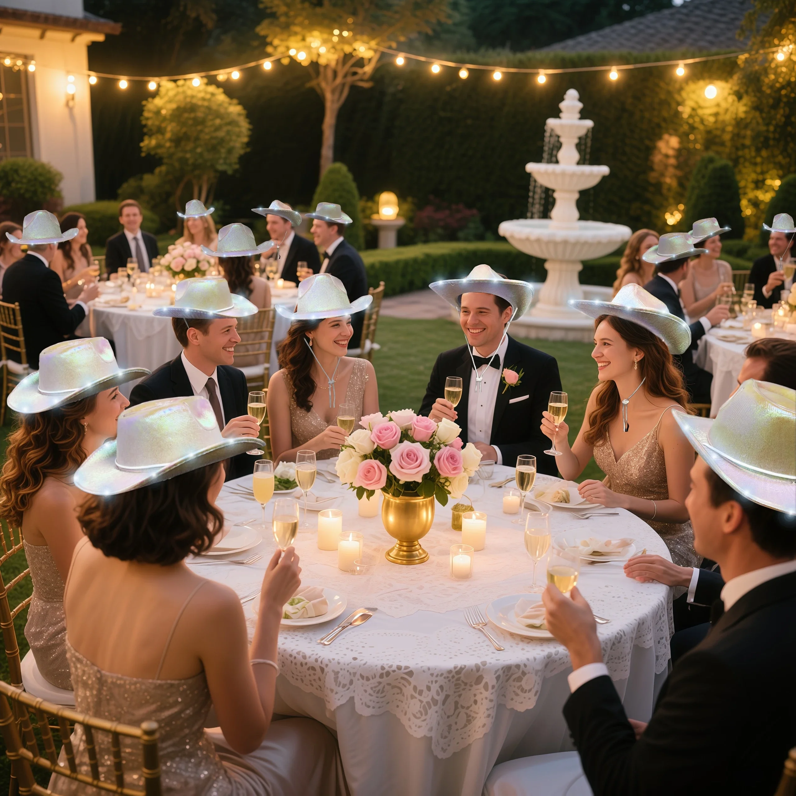 6/8/12PACK Light Up Cowboy Hats LED Wedding Hats Neon Sparkly Hats Gift for Bridal Wedding Shower Dance Bachelor Party Prom view 4