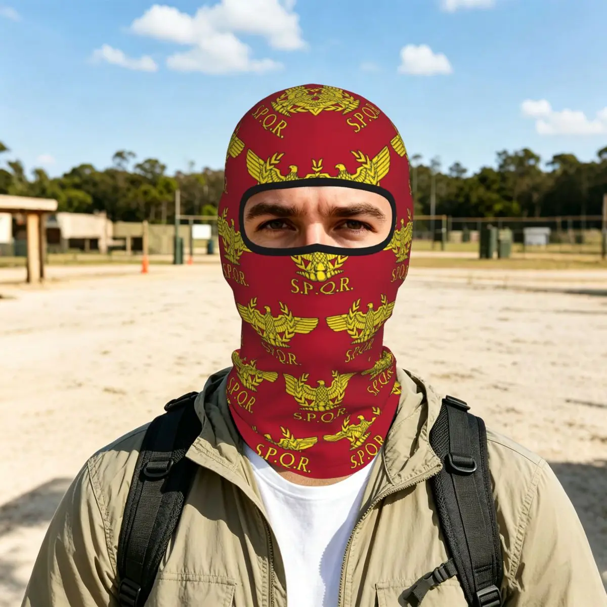 Rome SPQR Roman Breathable Thin Balaclava Full Face Mask Sun Protection Neck Gaiter For Motorcycle Cycling Fishing Outdoor