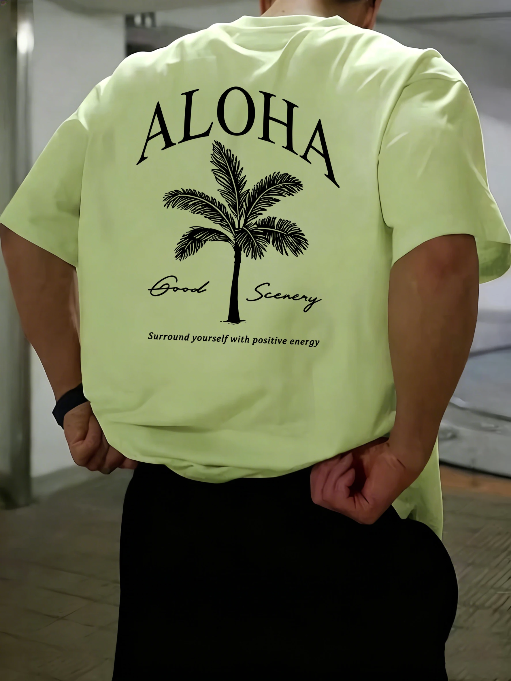 Aloha Coconut Tree Good Scenery Print Breathable T Shirt Men Cotton Soft Short Sleeve Summer Loose Top Vintage Casual T-Shirts