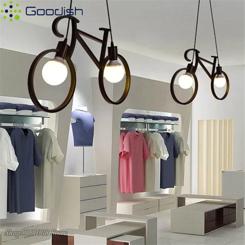 

Ретро промышленные подвесные светильники, железные подвесные светильники для велосипеда, украшения дома, светодиодные люстры для гостиной, столовой, ресторана, бара