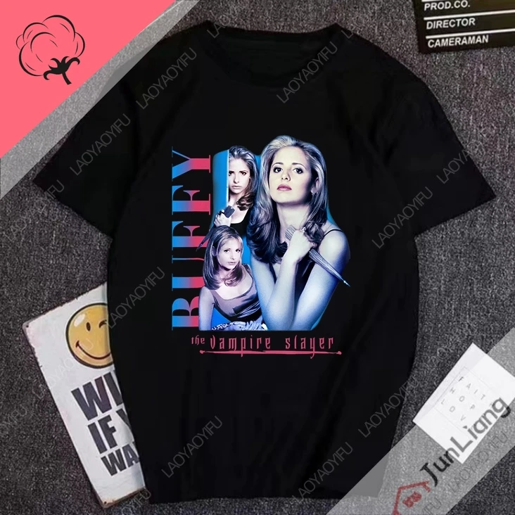 لوك بيري المرأة تي شيرت بافي قمصان رجالية قاتل مصاص الدماء الشارع الشهير 100% القطن مانغا Y2k ملابس رجالي قصيرة الأكمام المحملة