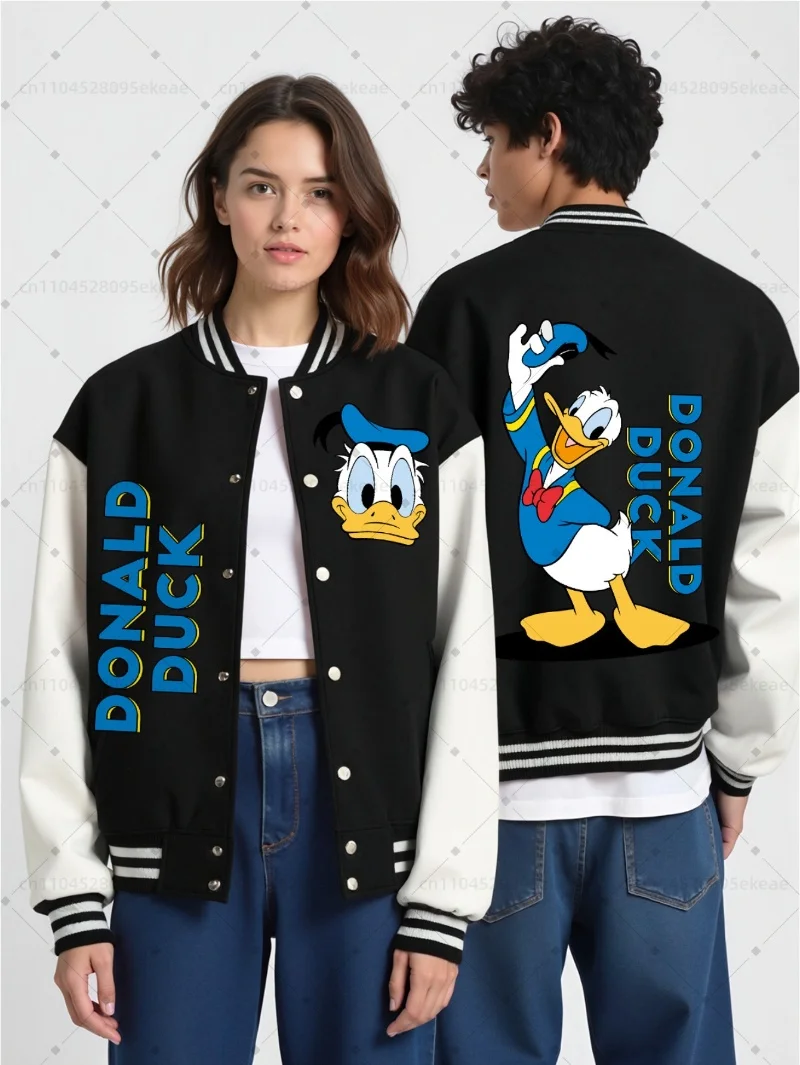 

DISNEY Donald Duck Baseball Jacket Men Fashionable Sports and Leisure Autumn Winter Jacket Loose Cartoon Top Teenagers