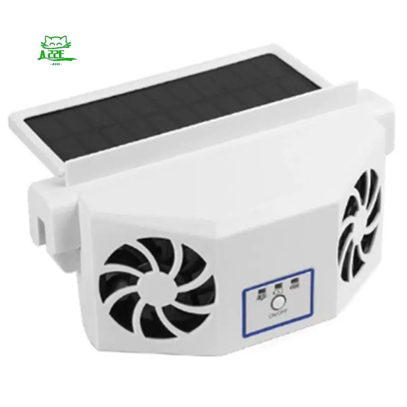 A22E-Solar Car Fan Exhaust Fan Air Circulation Cooling And Heat Dissipation High Wind Power 2 Head Ventilation Fan
