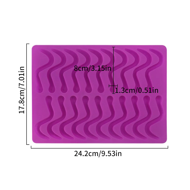 크리에이티브 홀 실리콘 몰드, DIY 구미 뱀 벌레, 초콜릿, 슈가 캔디, 젤리, 아이스 튜브, 케이크 장식 도구, 20 개