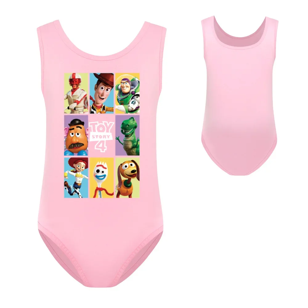 Summer Girl One Piece Swimsuit New 2024 Swimwear Cartoon Toy Story Woody Bass Children's Swimming Bikini Bathing Suit Beach Wear