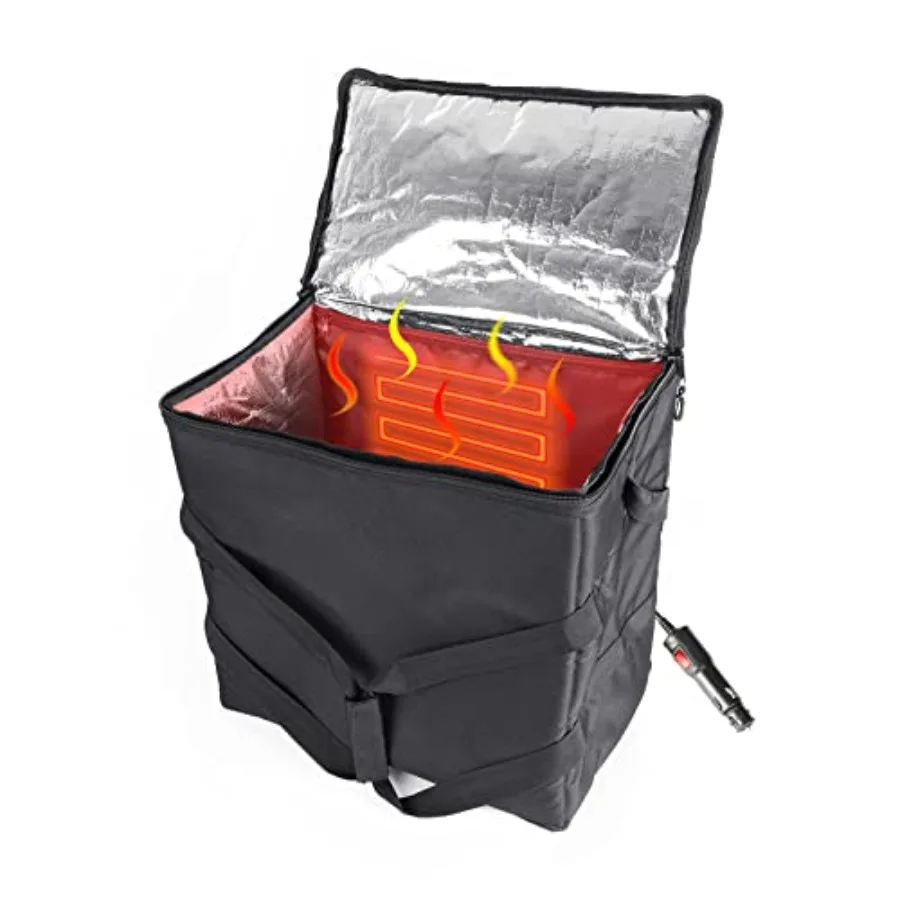 

Insulated Heated Delivery Bag with Handle - Portable Microwave Food Warmer, Collapsible Food Delivery Bag - Picnic Lunch Pizza